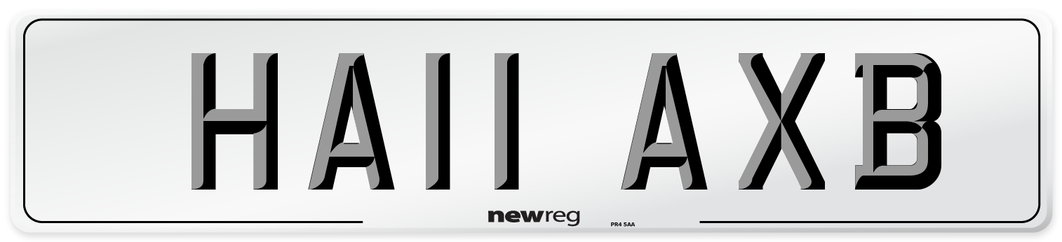 HA11 AXB Number Plate from New Reg